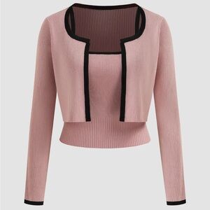 Cider Pink Women's Tank Top and Cardigan Set w/ black trim New w/Tag Size Large